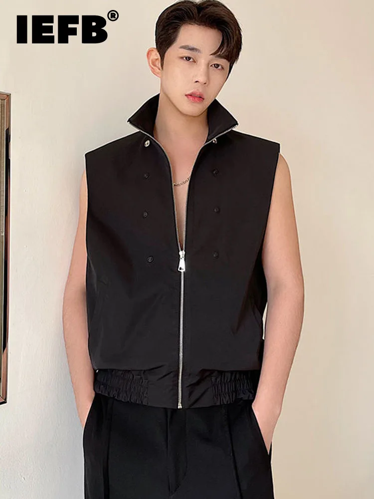 

Многофункциональная мужская куртка IEFB с воротником-стойкой, индивидуальный дизайн, однотонная Свободная Повседневная Новая Осенняя мода с...