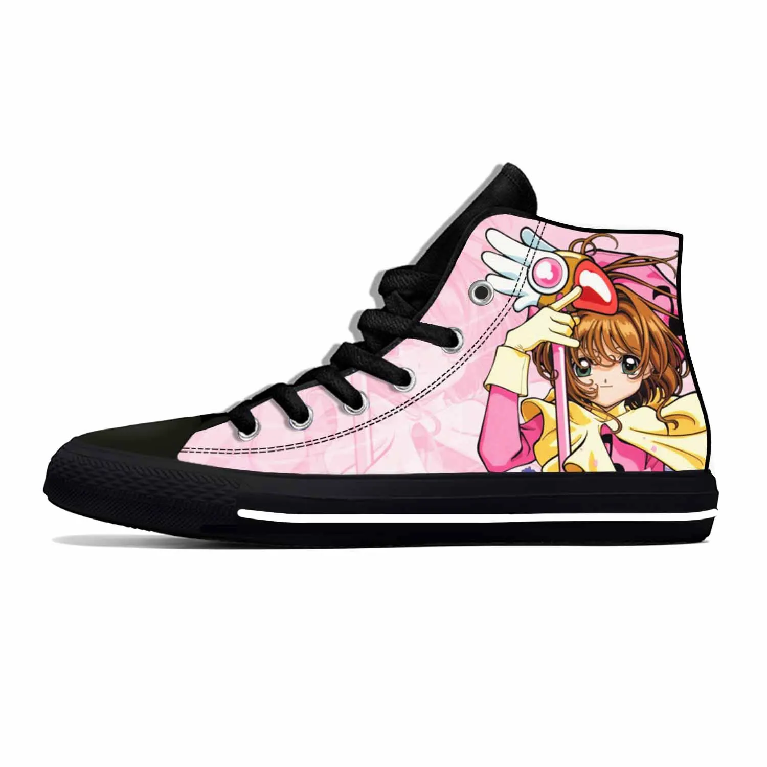 

Japanese Anime Cartoon CardCaptor Kinomoto Sakura Casual Cloth Shoes High Top Lightweight Breathable 3D Print Men Women Sneakers