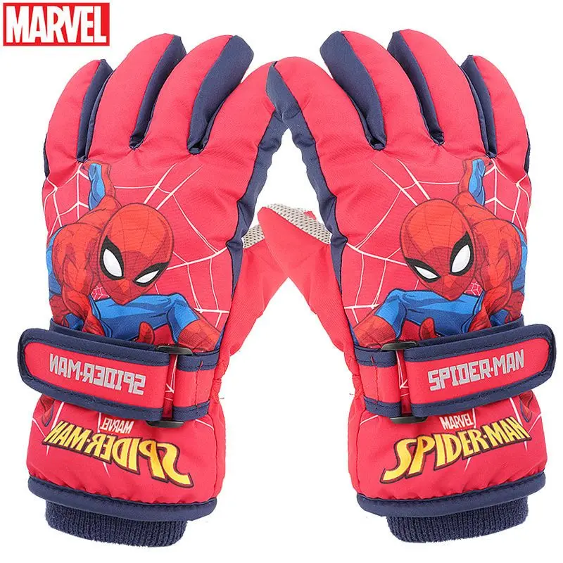 

Оригинальные детские перчатки комиксов Marvel Капитан Америка Человек-паук Зимние новые теплые бархатные утепленные водонепроницаемые лыжные перчатки