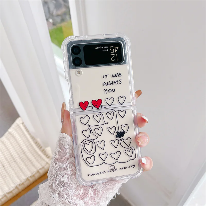 

For Samsung Galaxy Z Flip 4 3 Case Love Heart Soft Silicone Shockproof Protective TPU Back Cover For Samsung Galaxy Z Flip4 3
