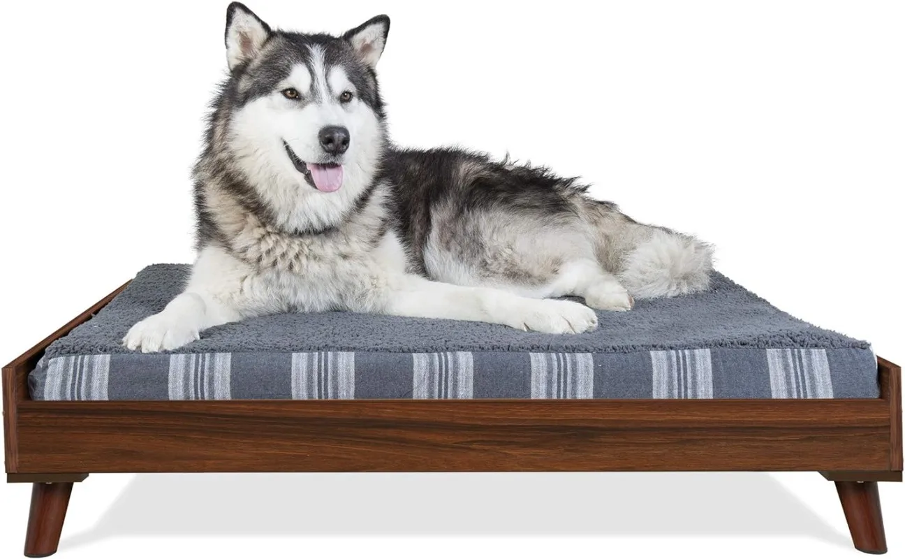 

Dog Bed Frame for 44" x 35" XL Dog Beds, Easy Assembly - Mid-Century Modern Bed Frame - Walnut, Jumbo/XL