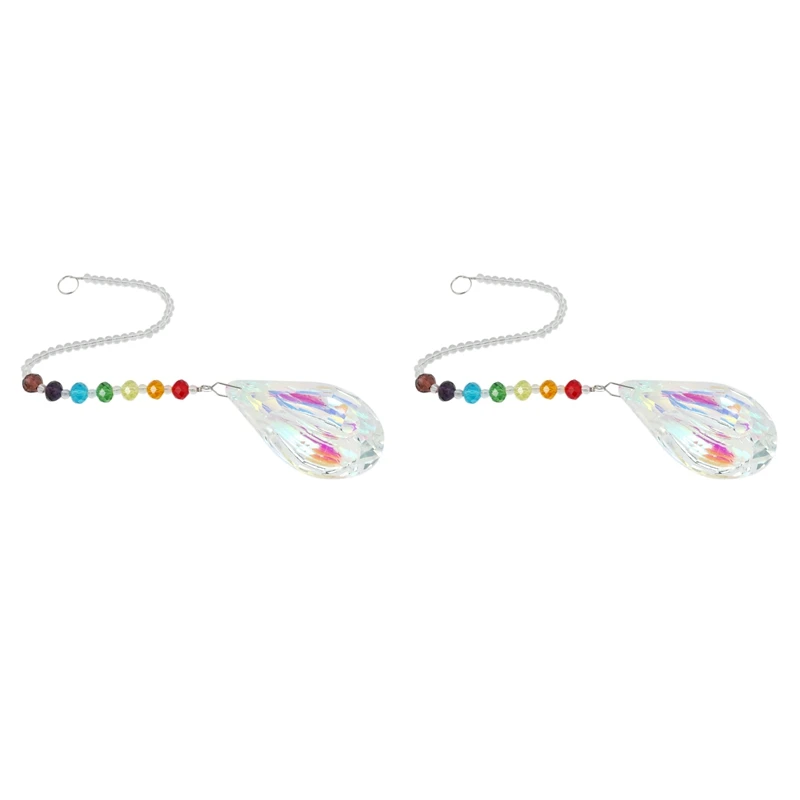 

2X Sun Catcher Feng Shui Crystals Window Large Ab Drop Prism Home Decoration