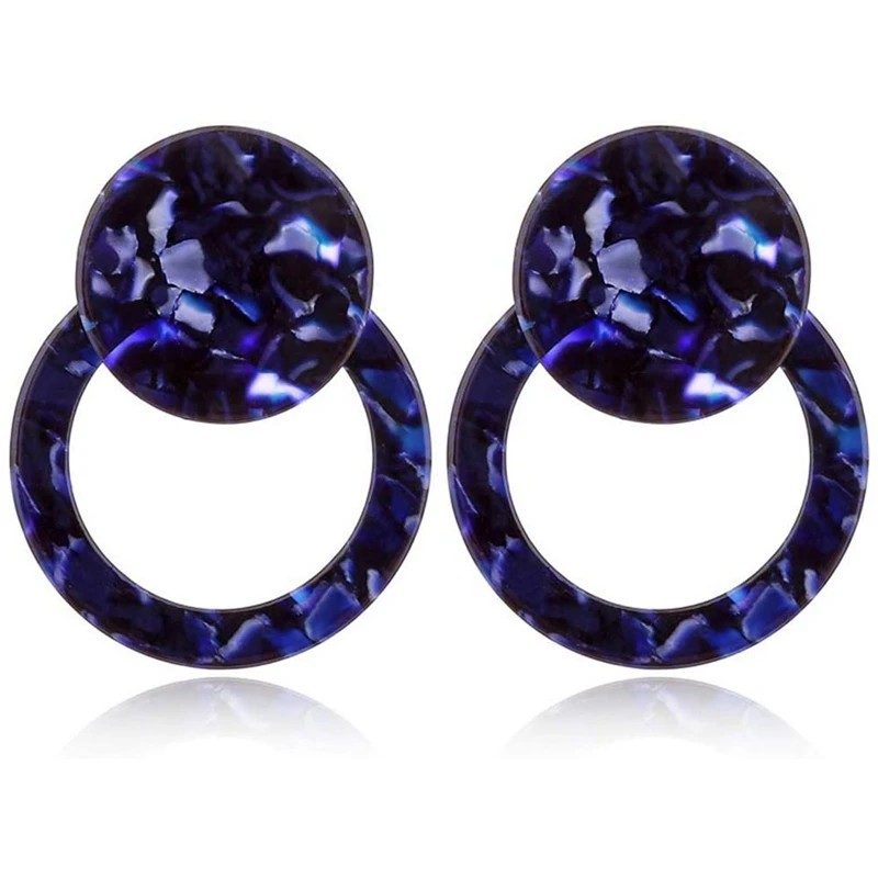 

Acrylic Tortoise Shell Double Round Hoop Drop Earrings Fashion Jewelry (Random Color)