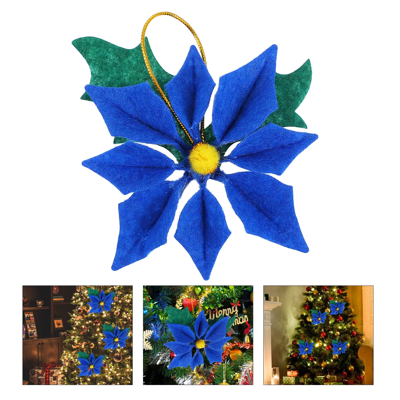 

10pcs Christmas Flower Sturdy Prime Pendant Decor Flower for Party Christmas Tree