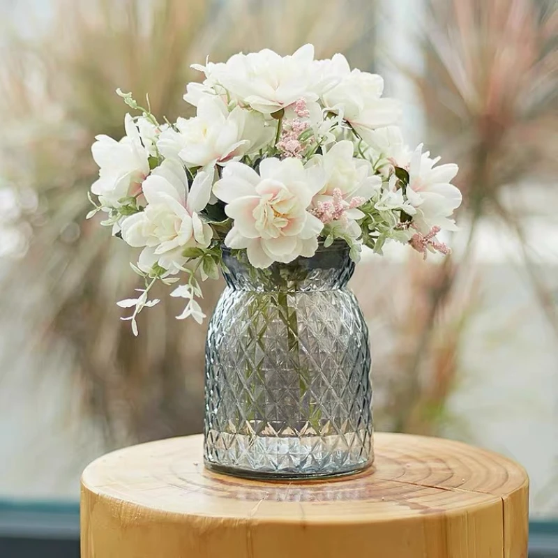 

Modern Simple And Transparent Open Glass Short Vase Decoration Wide Mouth Dining Table Large Bore Glass Vase