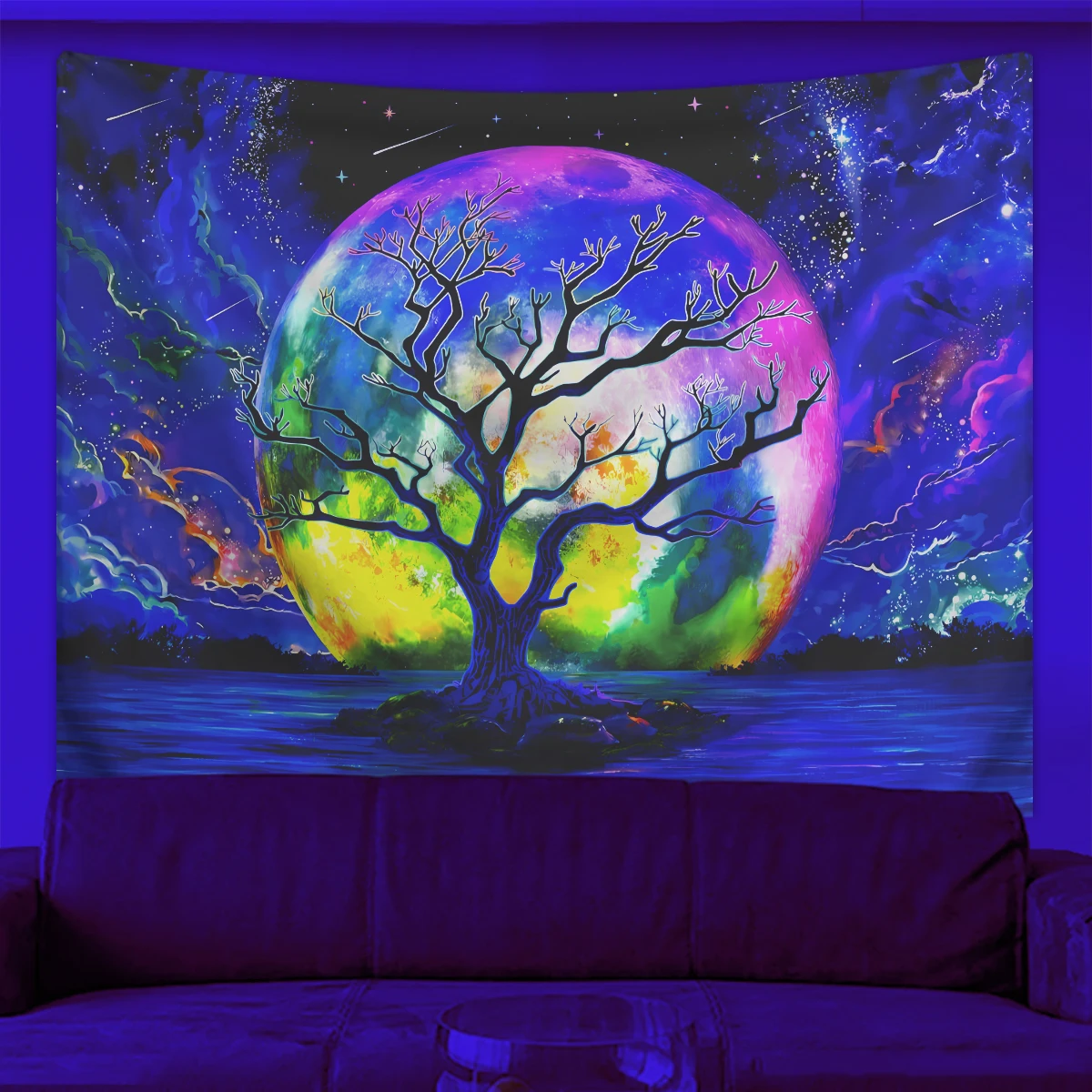 1 Шт. Лунный Флуоресцентный Гобелен Декоративный Настенный Для Больших Деревьев