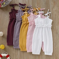 baby romper newborn baby boys girls clothes sling cotton and linen baby sleeveless solid color jumpsuit baby girls rompers