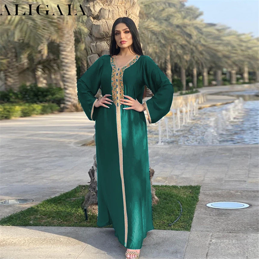 

Aligaia Fashio Hijab Dress For Women Pink Ramadan Middle East Islamic Clothing Eid Moroccan Kaftan Dubai Jalabiya Arabic Muslim