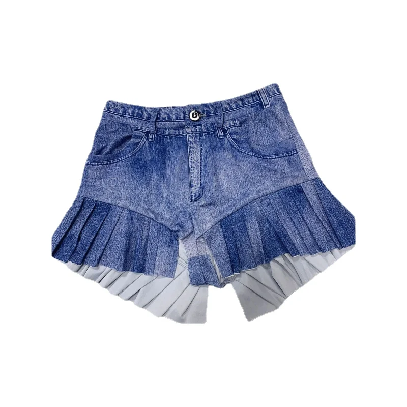 

Женские сексуальные шорты с оборками, летние новые джинсовые шорты с высокой талией и принтом