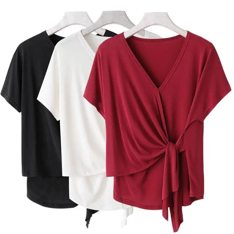 Футболка женская летняя из мягкого хлопка однотонная дышащая Спортивная