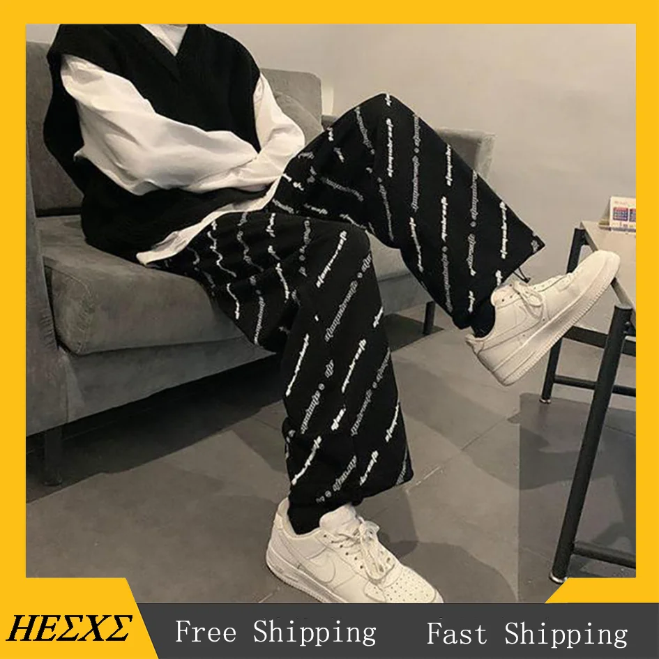 

Streetwear Oversize Wide Pants Men Casual Pants Harajuku Sweatpants Sport Joggers Korean Pants Ankle Length Trousers