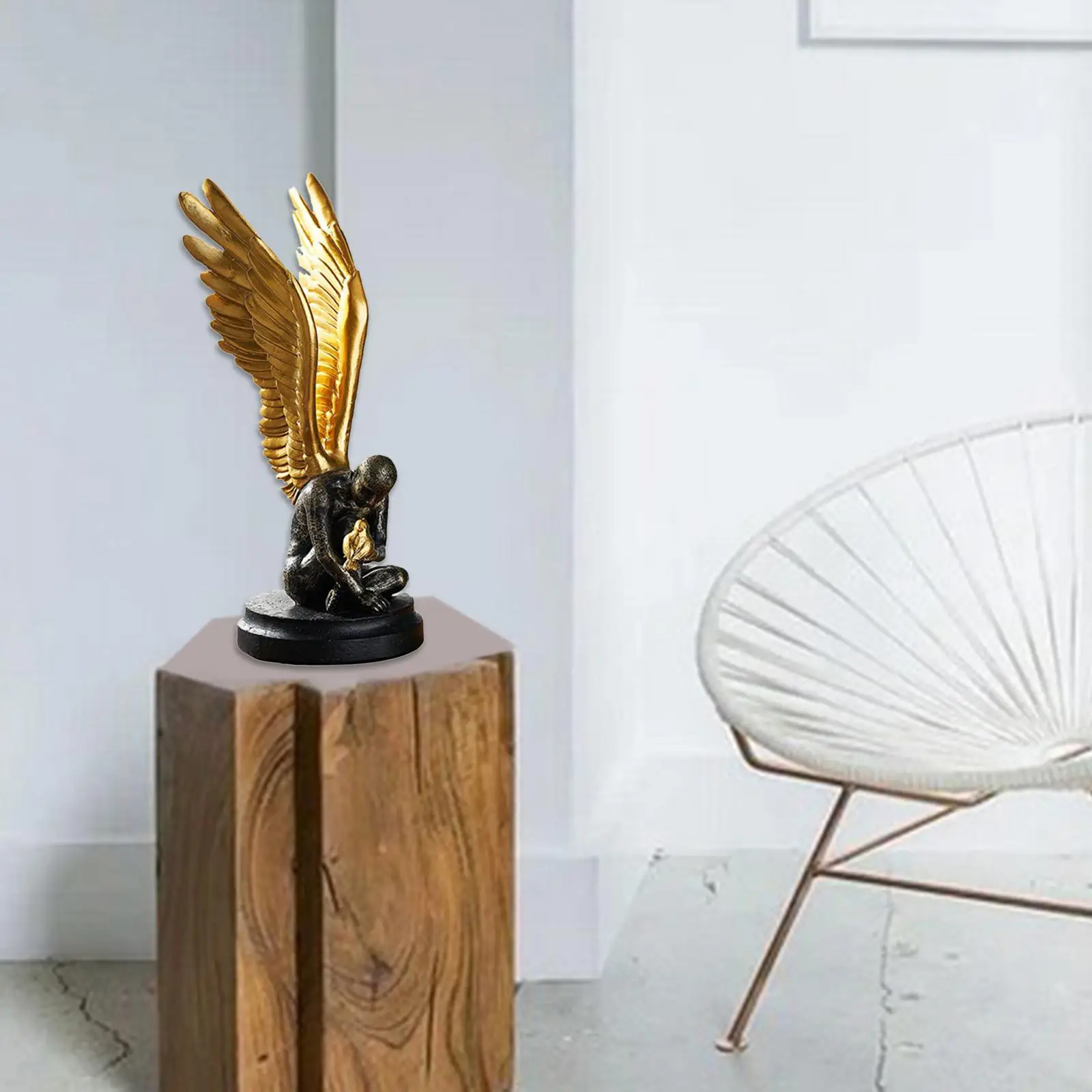 

Resin Angel Wing Figurine Vintage 3D Statue Art Decor Artwork