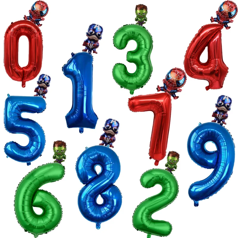 Воздушные шары из фольги в виде цифр 2 шт. 32 дюйма синие красные зеленые - купить по
