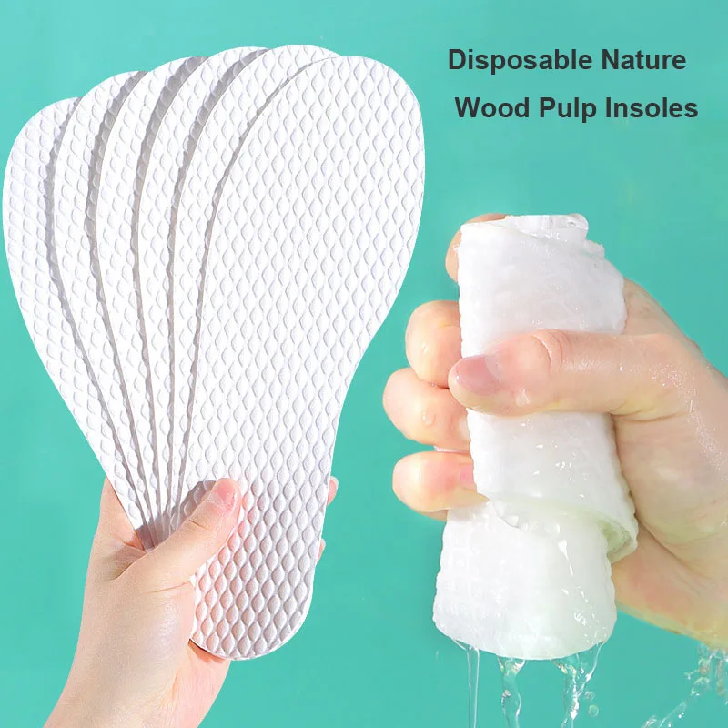 

5 Pairs/Pack White Color Disposable Insoles Nature Wood Pulp Insoles Breathable Sweat Comfortable Shoe Pads For Women And Men