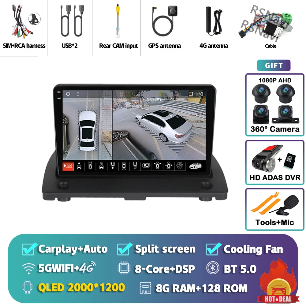 

Android 15 Carplay Auto 2K экран автомобильный радиоприемник мультимедийный плеер для Volvo XC90 2004-2014 авторадио GPS стерео 2 din головное устройство