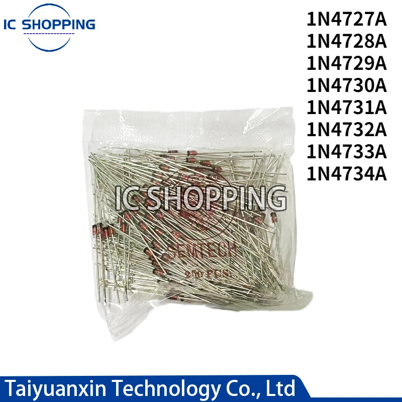 250PCS 1W Zener Diode 1N4727A 1N4728A 1N4729A 1N4730A 1N4731A 1N4732A 1N4733A 1N4734A 3V 3.3V 3.6V 3.9V 4.3V 4.7V 5.1V 5.6V