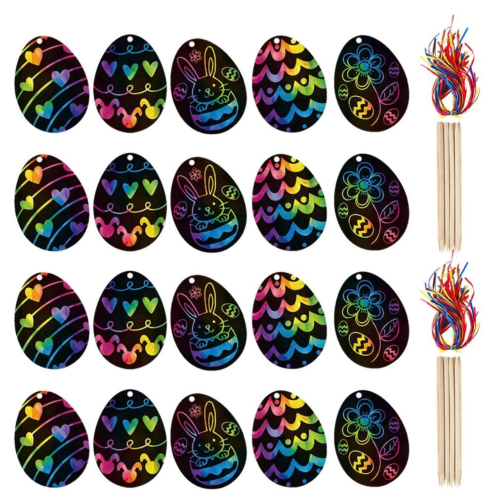 

2 Sets Scratch Papers Art Hanging Crafts Easter Themed Hand Made Hanging Decors