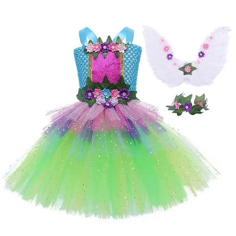 

Костюм феи эльфа для детей, милый костюм феи эльфа для детей, 3 шт., костюм для девочек с крыльями феи, маскарадное платье, Тюлевое платье с кры...