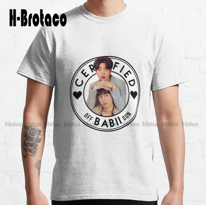 

Сертифицированная Классическая футболка Babii Offgun Off Gun с надписью Kiss Me New, забавная художественная уличная одежда, мультяшная футболка, унисекс, цифровая печать