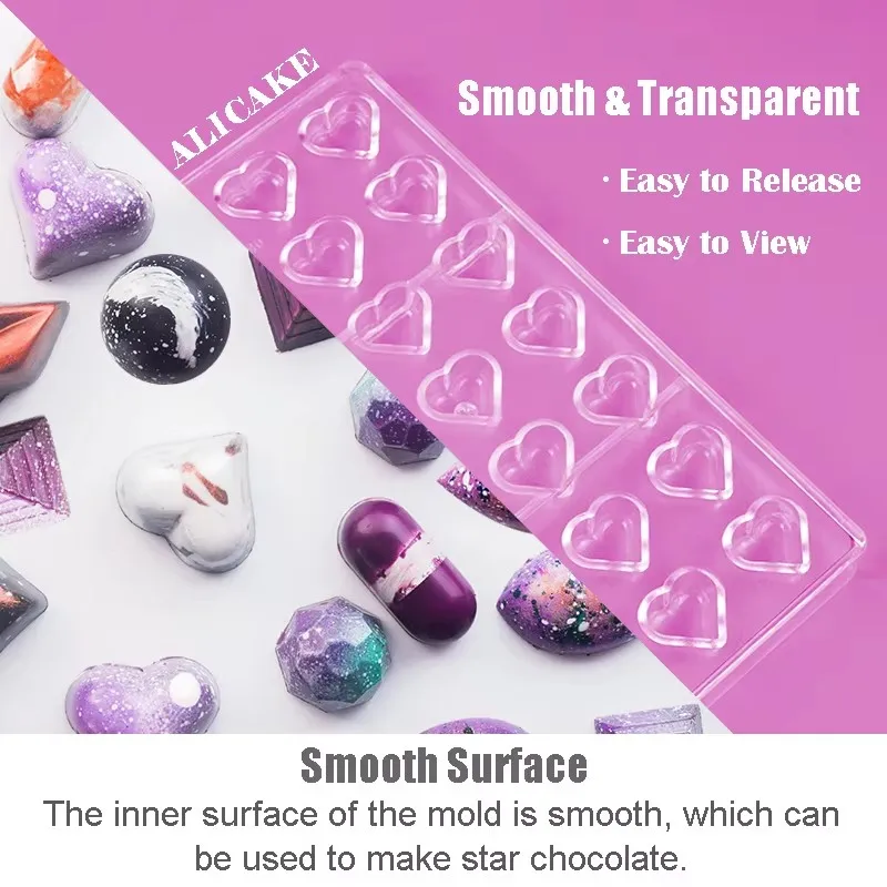 1 шт. форма для шоколада поликарбонат сердце конфеты кондитерские изделия