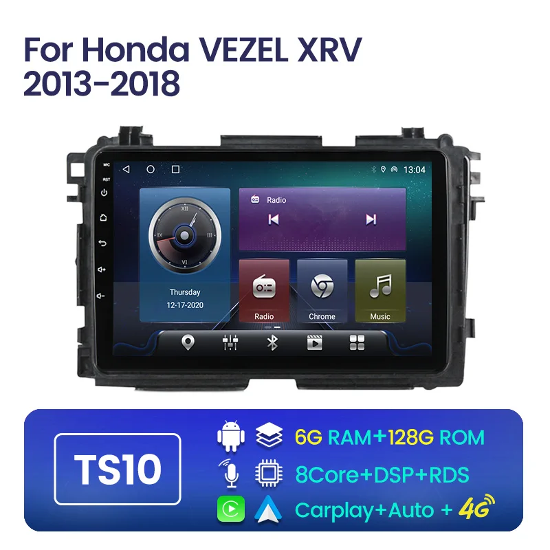 Автомагнитола Carplay на Android 11 для Honda Vezel XRV HRV 2013 2014 2015 2016 2017 2018 GPS навигация 2DIN DVD