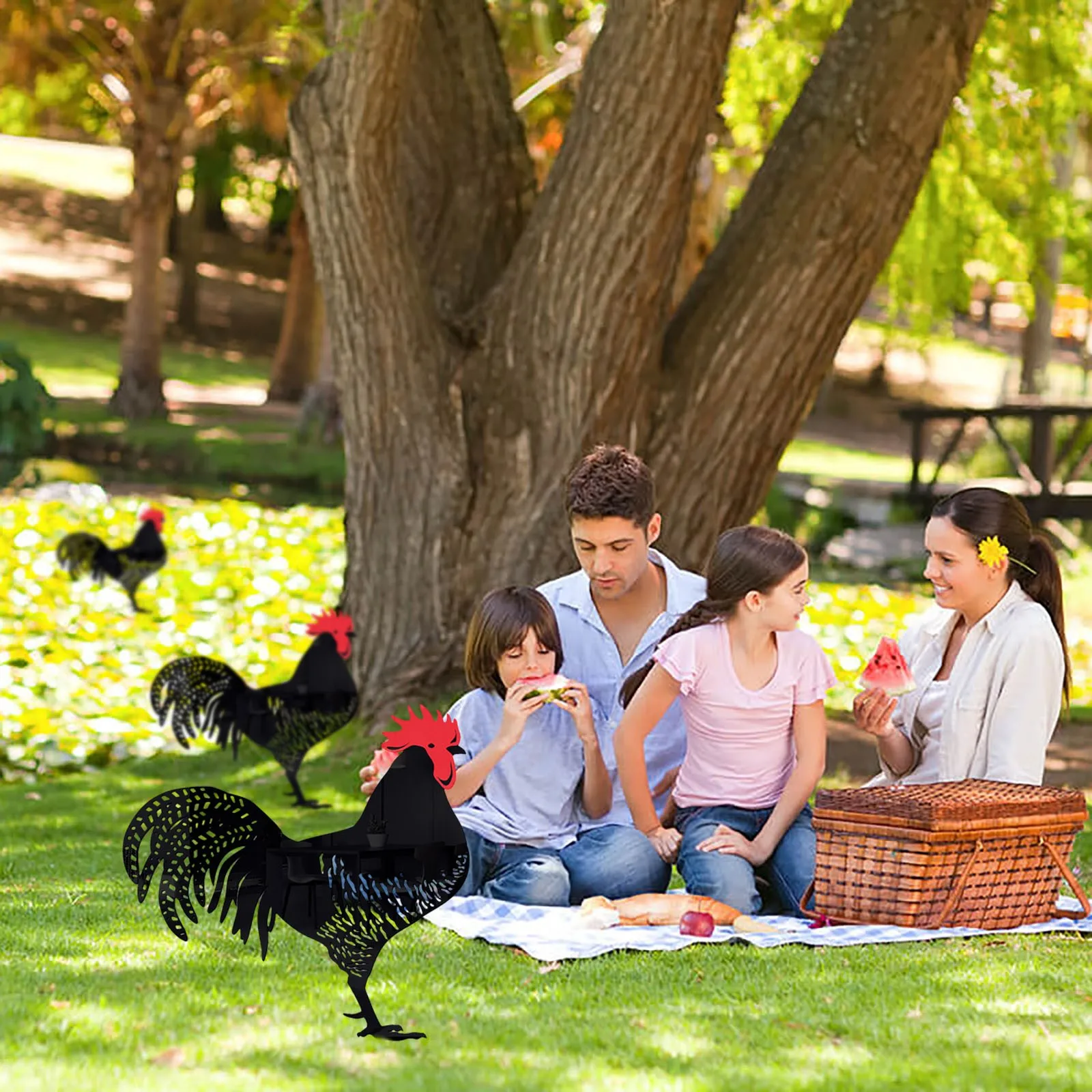 

Poultry Decoration Yard Insert Chicken Acrylic Mirror Sticker Yard Art Decoration Yard Decoration Acrylic Tree Watering Stake