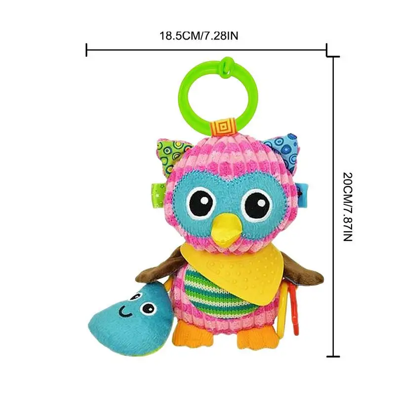 Plush Rattle Toy Colorful Soft Owl Rattles For Babies Stuffed Animal Set With Teether Sound Infant Easter Basket Girls Newborn images - 6