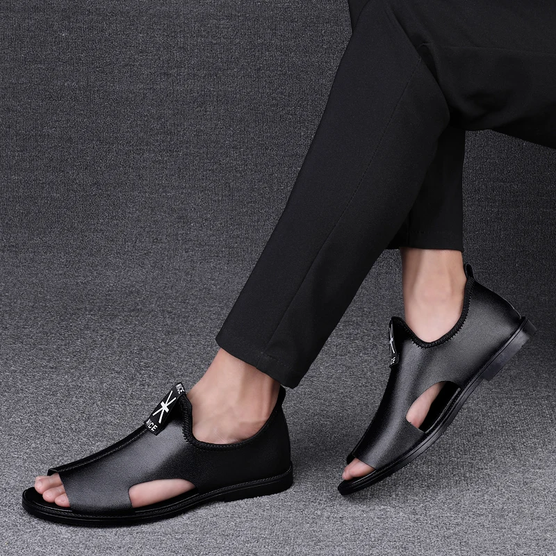 Сандалии мужские из натуральной кожи пляжная обувь для отдыха летние модные