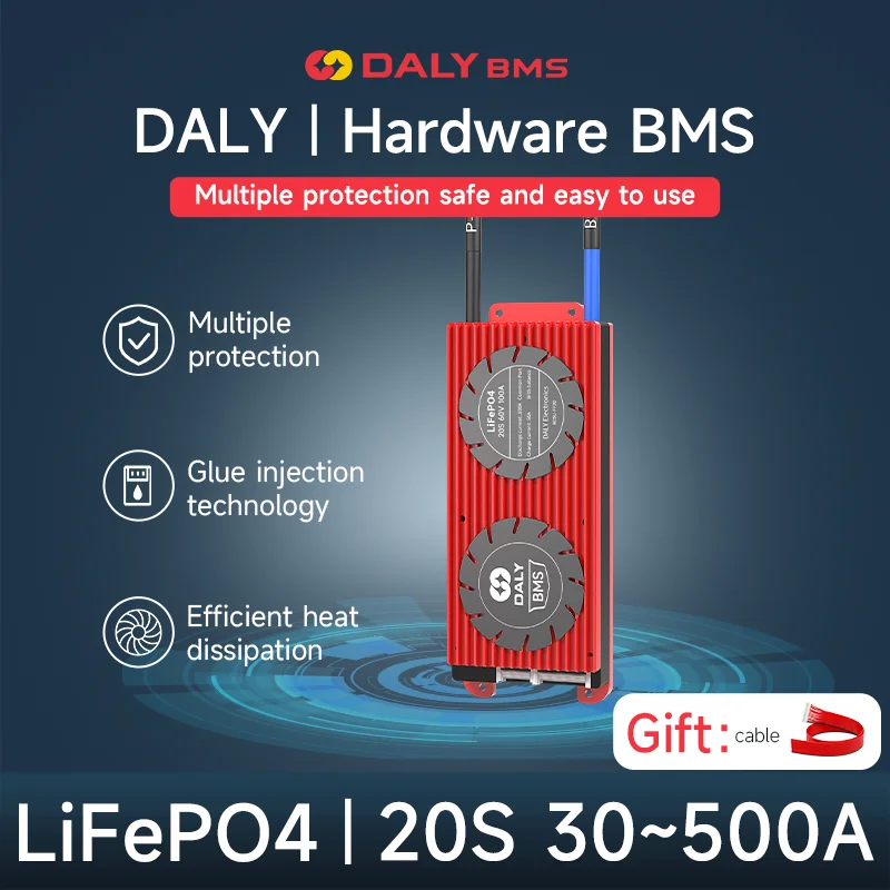 Защитная плата Daly Lifepo4 BMS 20S 60V 30A 40A 50A 60A 80A 100A 120A 150A 200A 250A 300A 400A 500A для аккумулятора Lifepo4 3,2 V