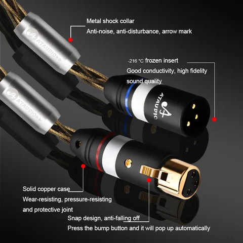 Аудиокабель HiFi 2XLR ATAUDIO 8 жил OCC посеребренный