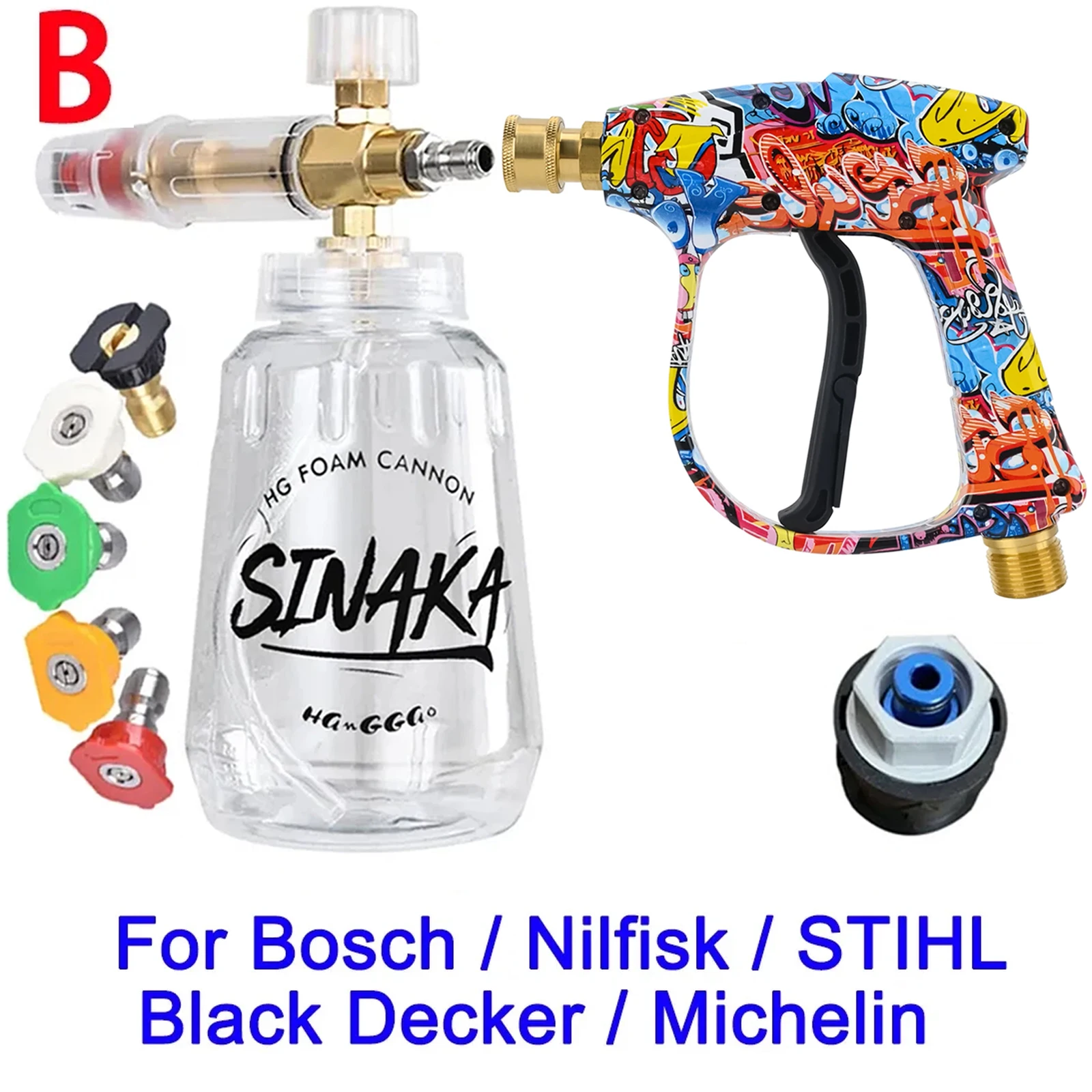 

Водяной пистолет для мойки высокого давления для чистки автомобиля, соединитель шланга для Karcher Nilfisk Parkside Bosch Lavor, насадки для быстрой разъема
