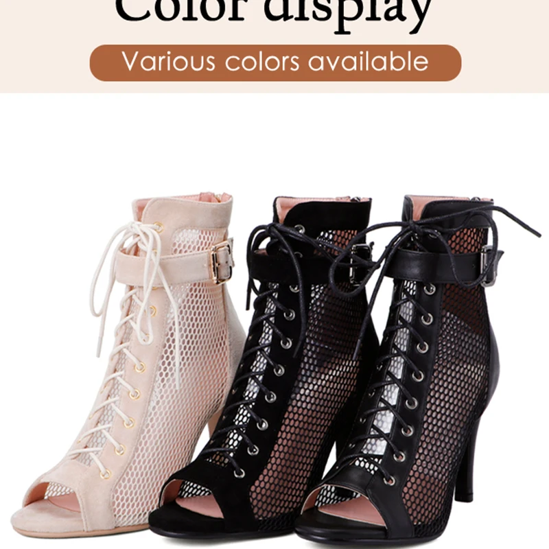 Women's Fashion Party Stilettos High Heels Plus Mesh Boots Fish Mouth Thin Rubber  Dance shoes For Girl's 34-46 dancing shoes