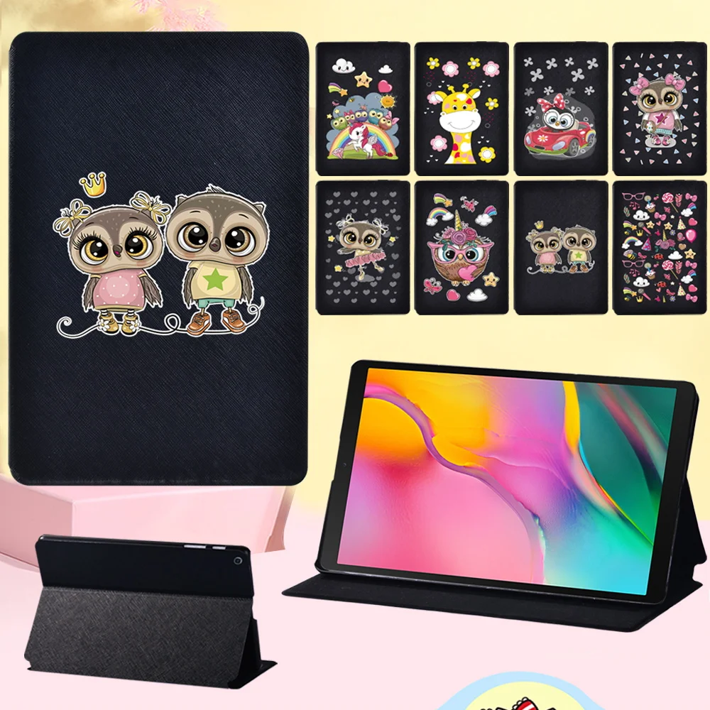 

Tablet Cover Case for Samsung Galaxy Tab A 8.0 (2019) T290 T295 Cartoon Pattern Soft PU Leather Flip Protective Shell + Stylus