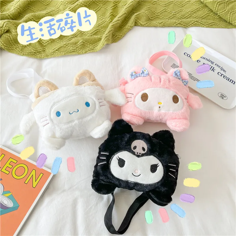 

Sanrioed Kawaii Anime Cartoon series Kuromi New fashion creative exquisite plush backpack cute girl shoulder bag holiday gift