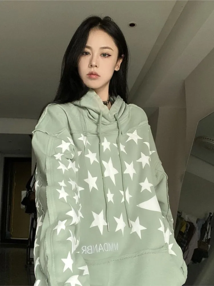 

Sweater men's and women's retro star and moon pure cotton with the same loose and lazy style slimming design niche top