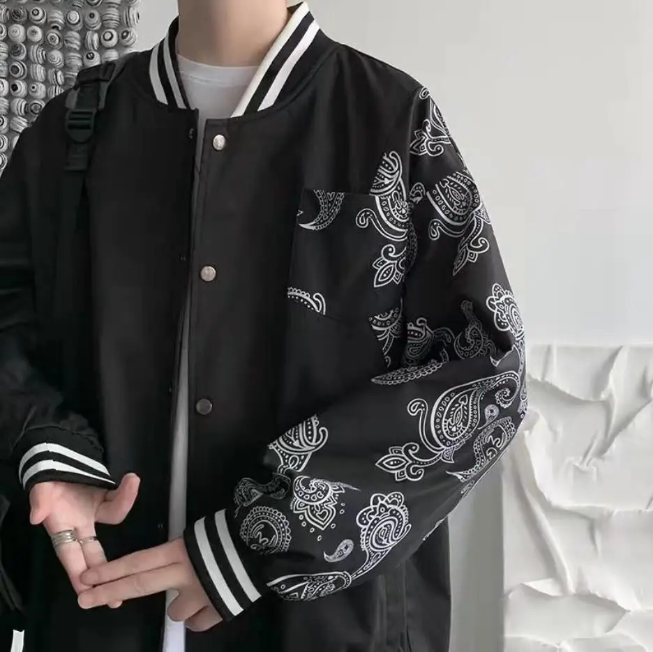 Мужская бейсбольная куртка черная Повседневная Свободная в стиле хип-хоп 2022 -