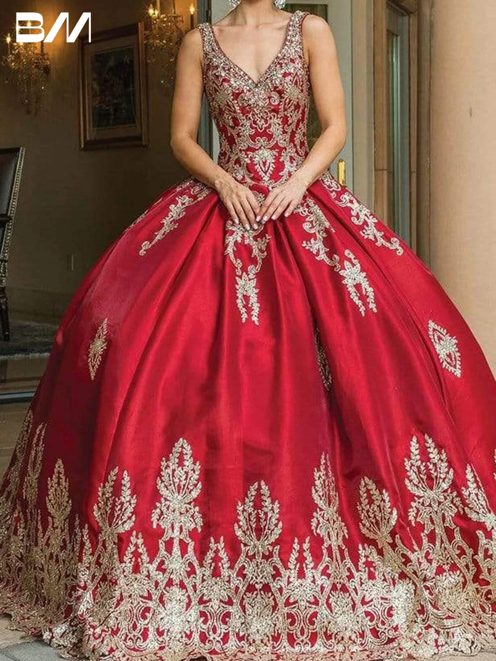 

Beaded Lace Applique Embellished Ballgown Quinceanera Dress 2023 Lace Applique Sleeveless Evening Dress For Women Custom Made