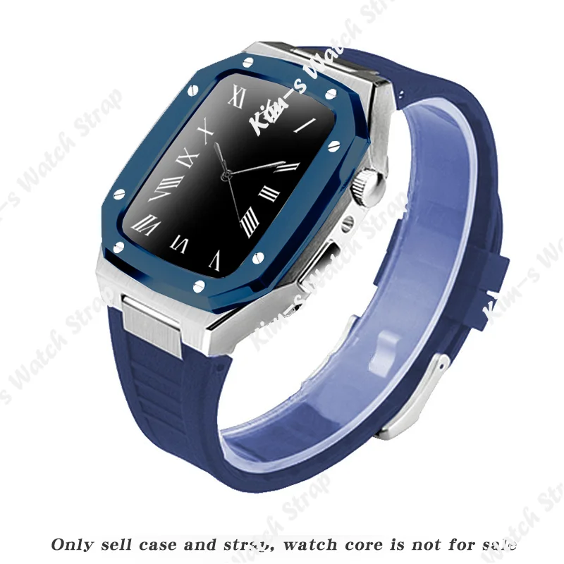 41 45mm Rubber Strap Kit for Apple Watch 40mm 44mm 316 Stainless Steel Case for iWatch 7 Series 6 SE 5 4 DIY Modification Set