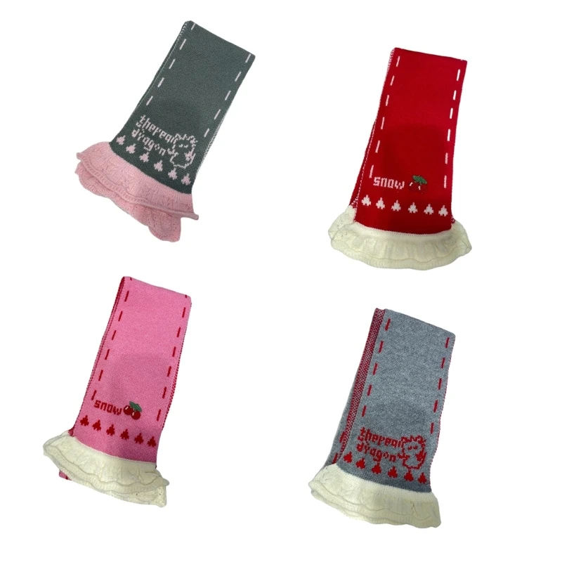 SZL зимний теплый вязаный шарф нежный кружевной край женский шейный платок