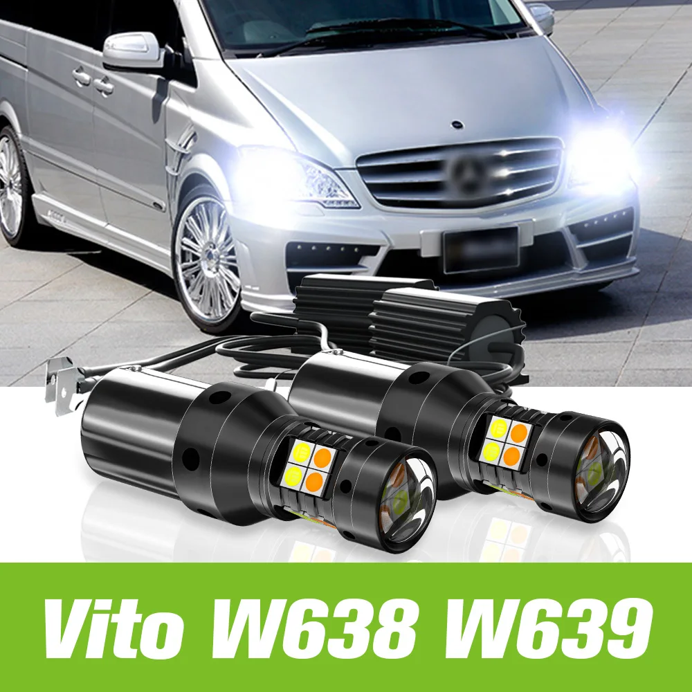 2 sztuki do Mercedes Benz Vito W639 W638 Dwutrybowy kierunkowskaz LED + światła jazdy dziennej DRL 1996-2008 2003 2004 2005 Akcesoria