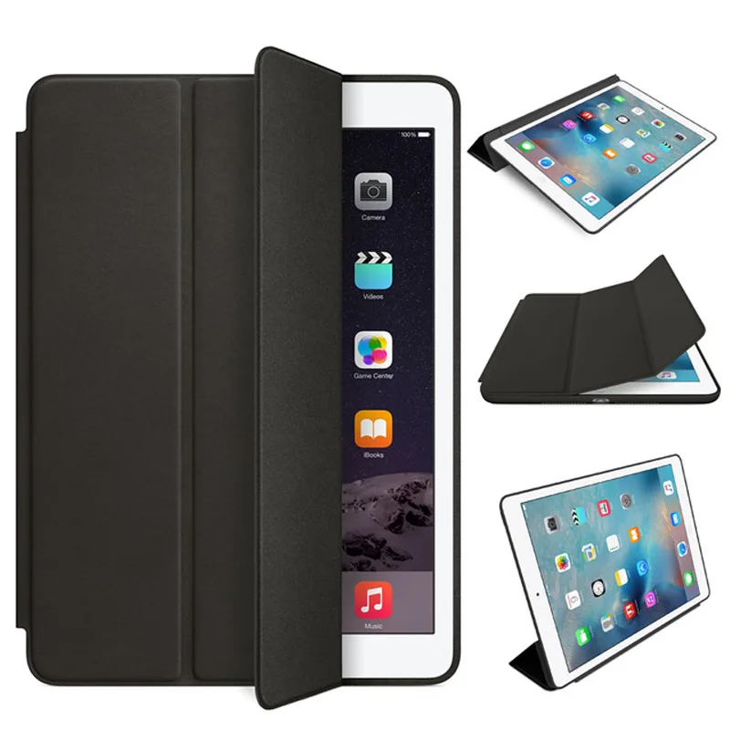 

Case For Apple iPad 9.7 2017 2018 Smart Slim PU Leather Cover for iPad 5 6 Air 1 Air 2 9.7 inch Tablet Case + Film + Pen