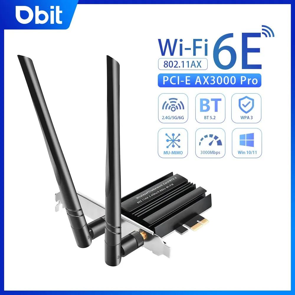 Wi-Fi 6e AX3000, Wi-Fi адаптер, три диапазона 2,4G/5G/6G, настольный PCIE, беспроводная сетевая карта, поддержка 5,2 Bluetooth, для ПК Win 10/11