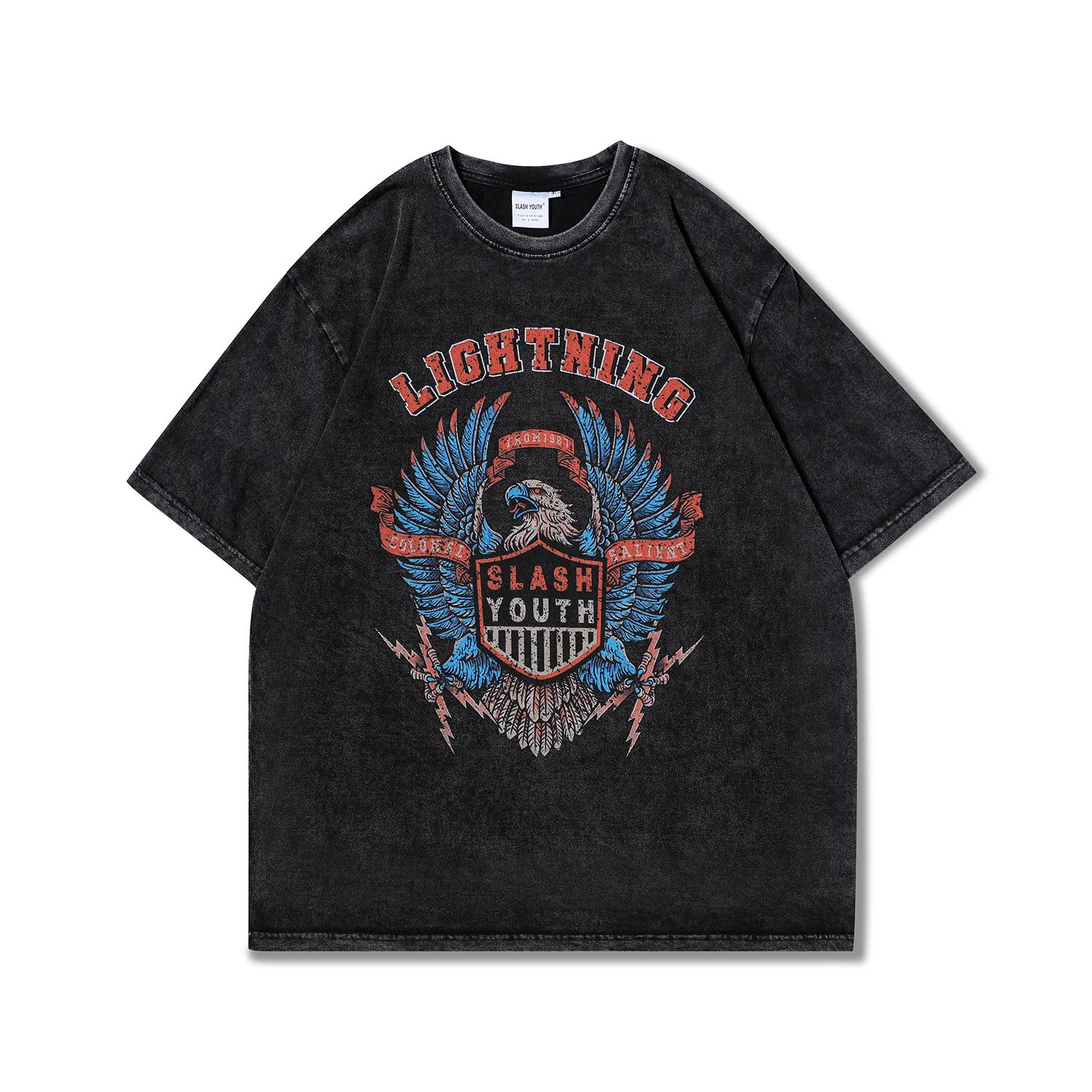 

High Street Short-sleeved T-shirts for Men Wash Old Retro T-shirt Youth Dark Hip-hop Vulture Harajuku Summer Y2k Clothes Tops