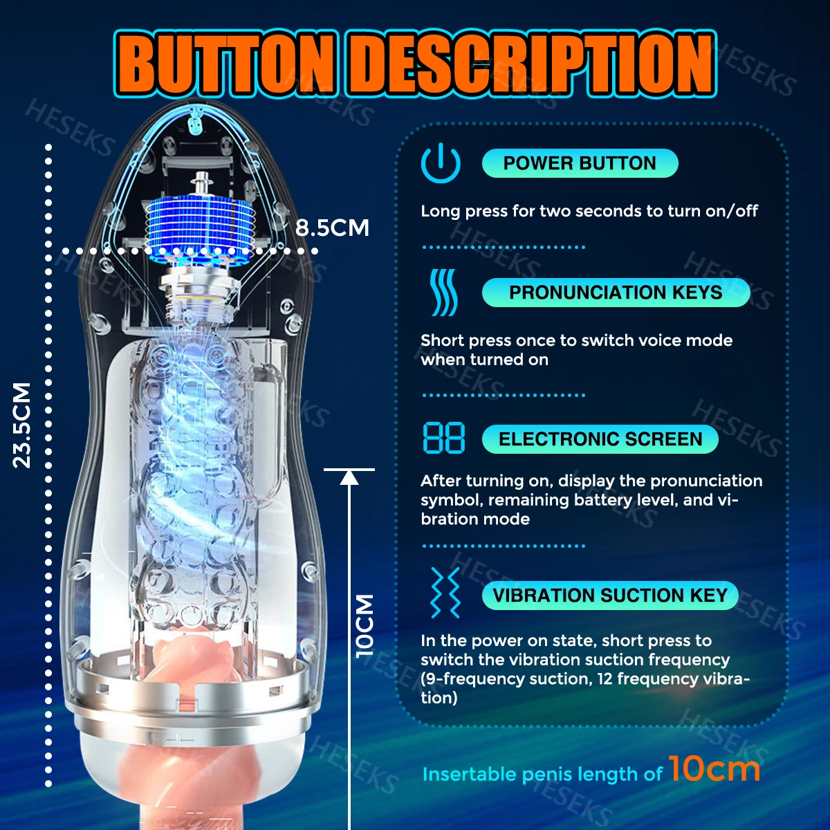 Мужской мастурбатор HESKES с автоматической присоской секс-машина Минет Вагина