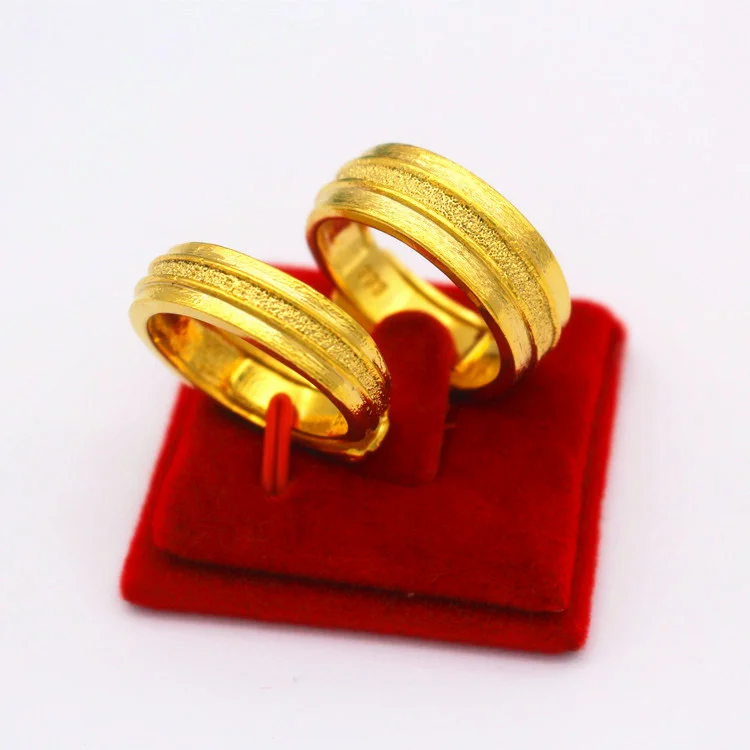 

Luxury New Fashion Implementation Gold Coupe Ring Men's and Women's Copper Plated Vietnam Sha Jin Long term Color free Jewelry
