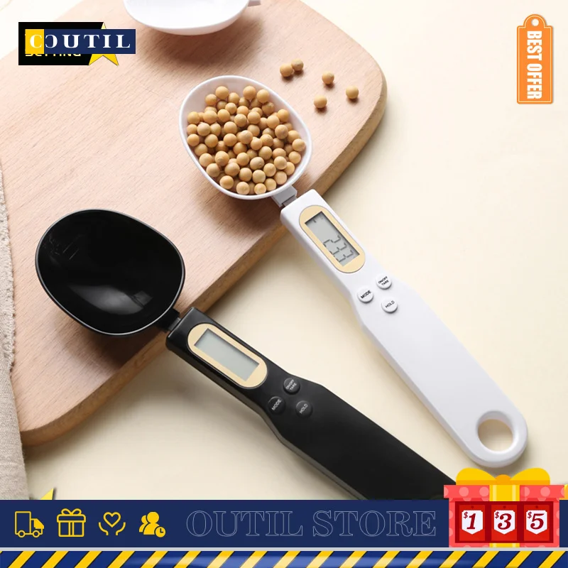 

Realmote 500g/0.1g Portable Kitchen Scale Measuring Spoon Electronic Weight Spoon Measurable Volume Digital Display Food Scale