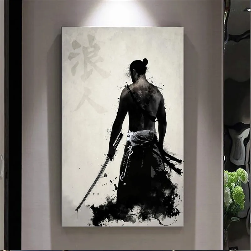Картина на холсте самурая японский постер в скандинавском стиле модульная аниме
