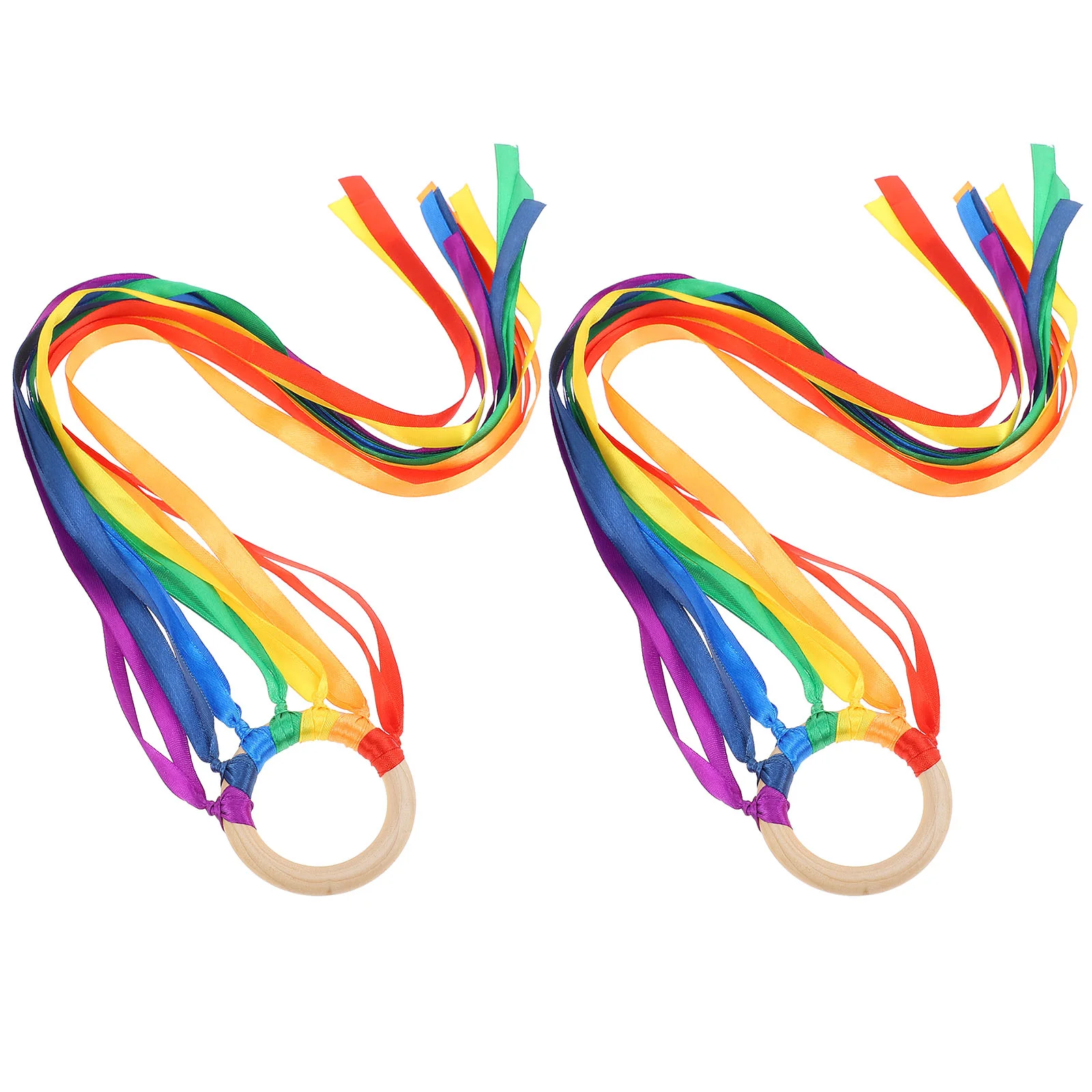 

Ribbon Rainbow Hand Toys Toy Sensory Kite Dancing Streamer Ribbons Ring Waldorf Children Wrist Wind Runner Portable Wand Wood