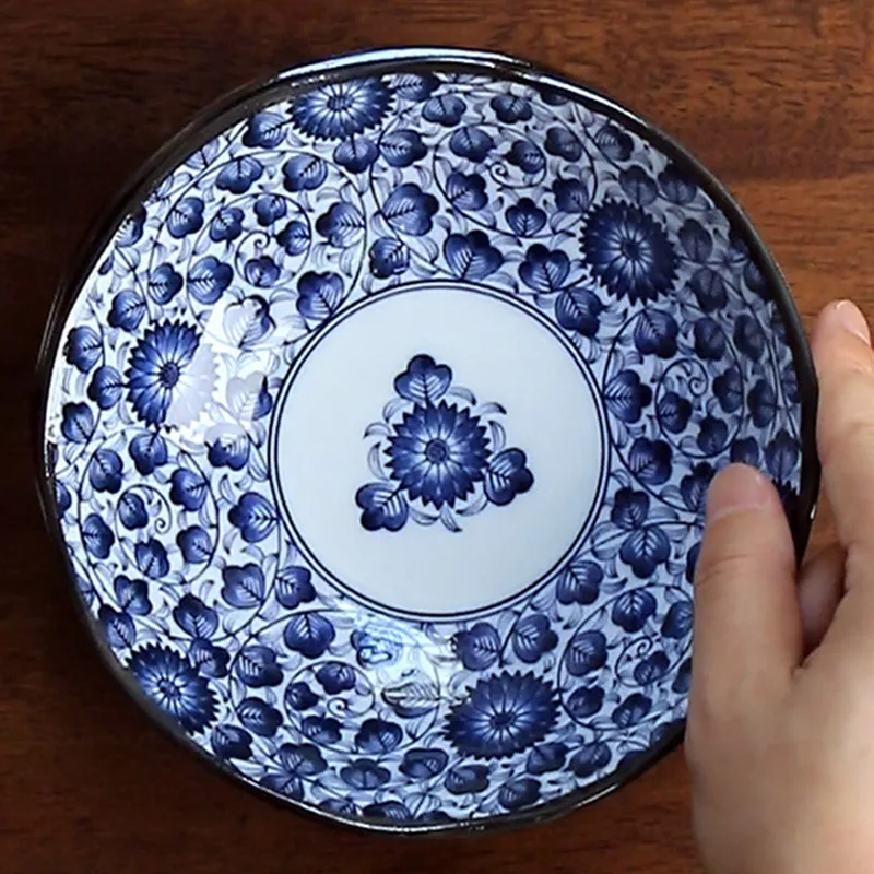 

6.5 Inch Creative Blue and White Japanese Food Plates Underglaze Dinner Plates Tableware Fruit Salad Ramen Tray Dessert Dish Art