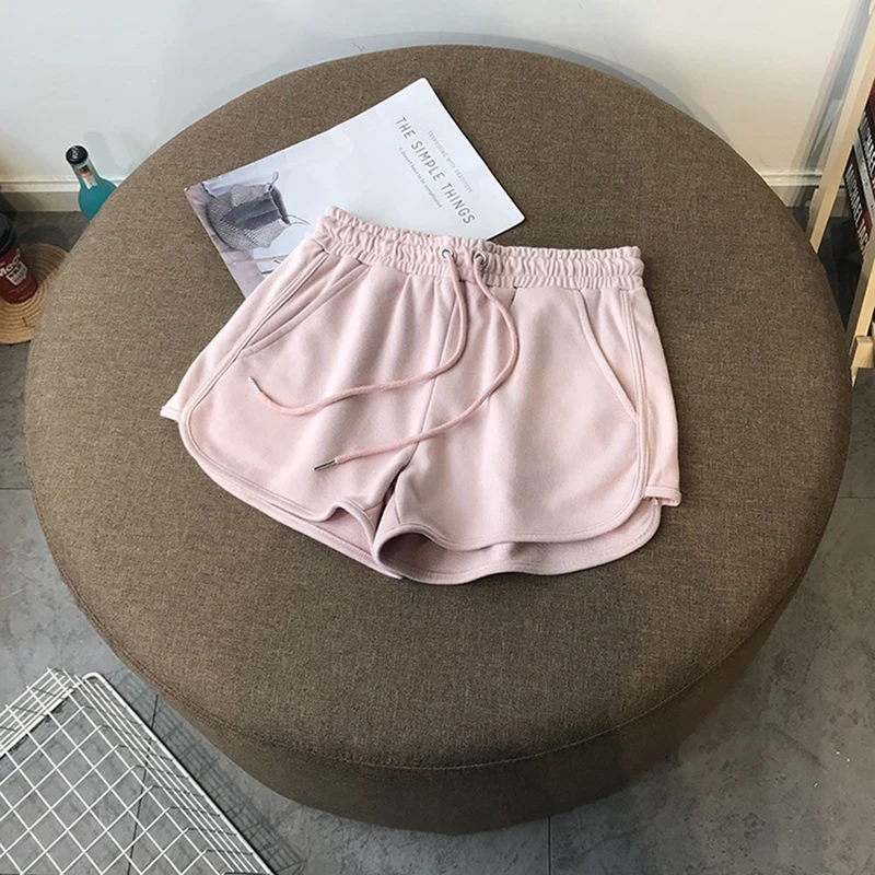 

Шорты женские однотонные с завышенной талией, свободные эластичные повседневные модные спортивные пляжные в городском стиле, летние уличные